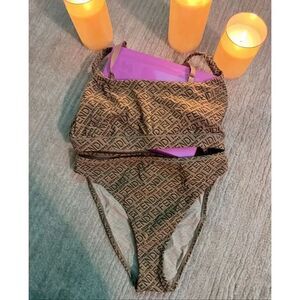 FENDI X SKIMS SCOOP NECK BRALETTE SWIM TOP LOGO